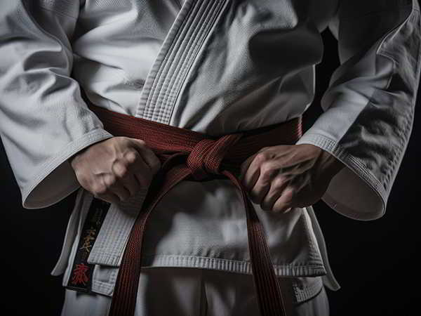 Kimono en primer plano, para Judo , Karate y JiuJitsu , con cinto